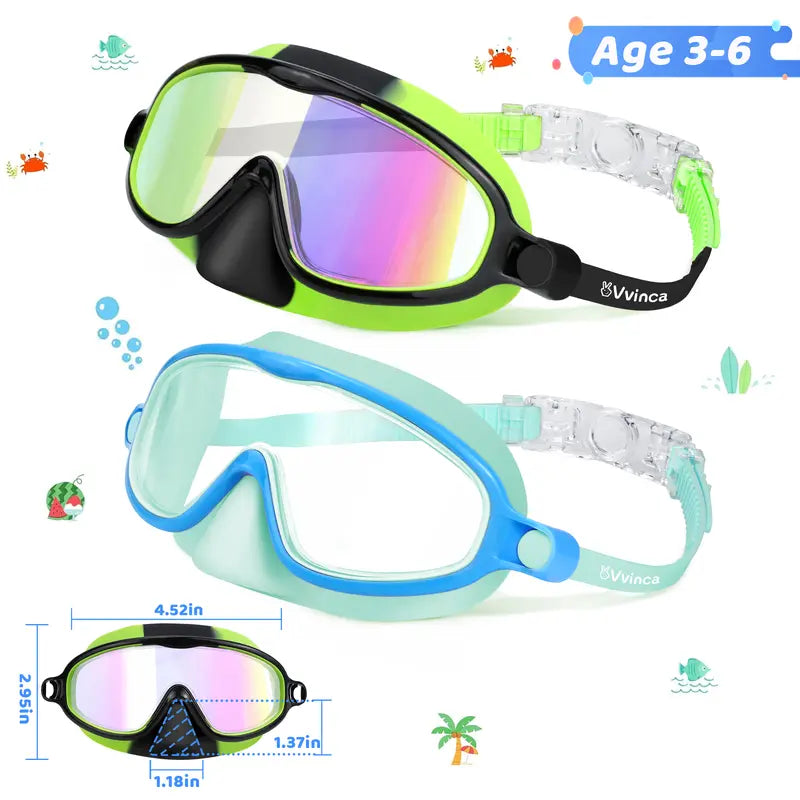 Kids Swim Goggles - Integrated Nose Cover For Worry-Free Swimming