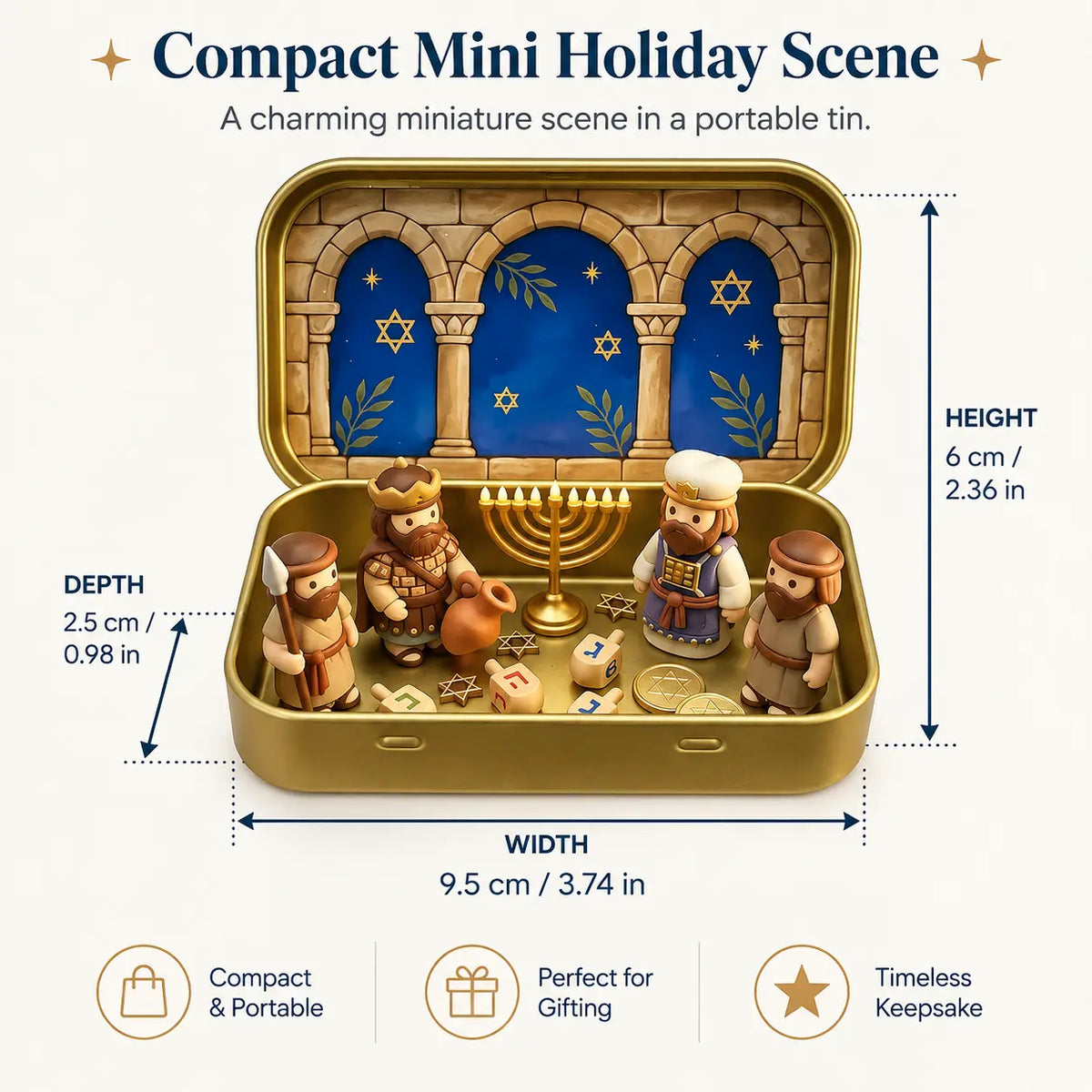 Portable Mini Christmas Nativity Scene Set in Storage Tin