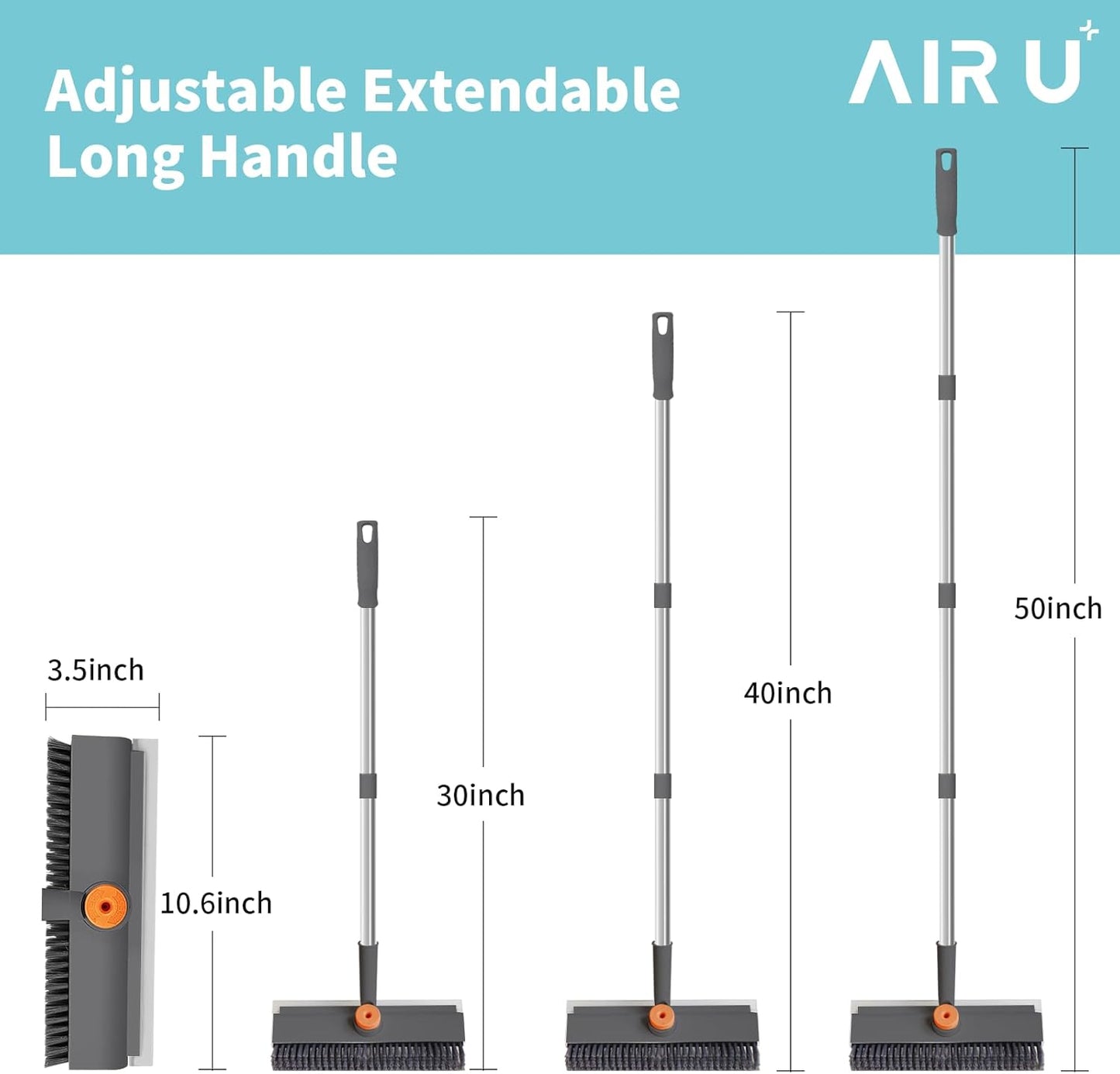 3-in-1 Rotatable Floor Scrub Brush with Extendable Long Handle