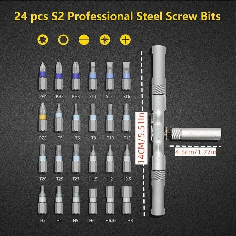24-in-1 Transforming Ratchet Wrench & Screwdriver Set