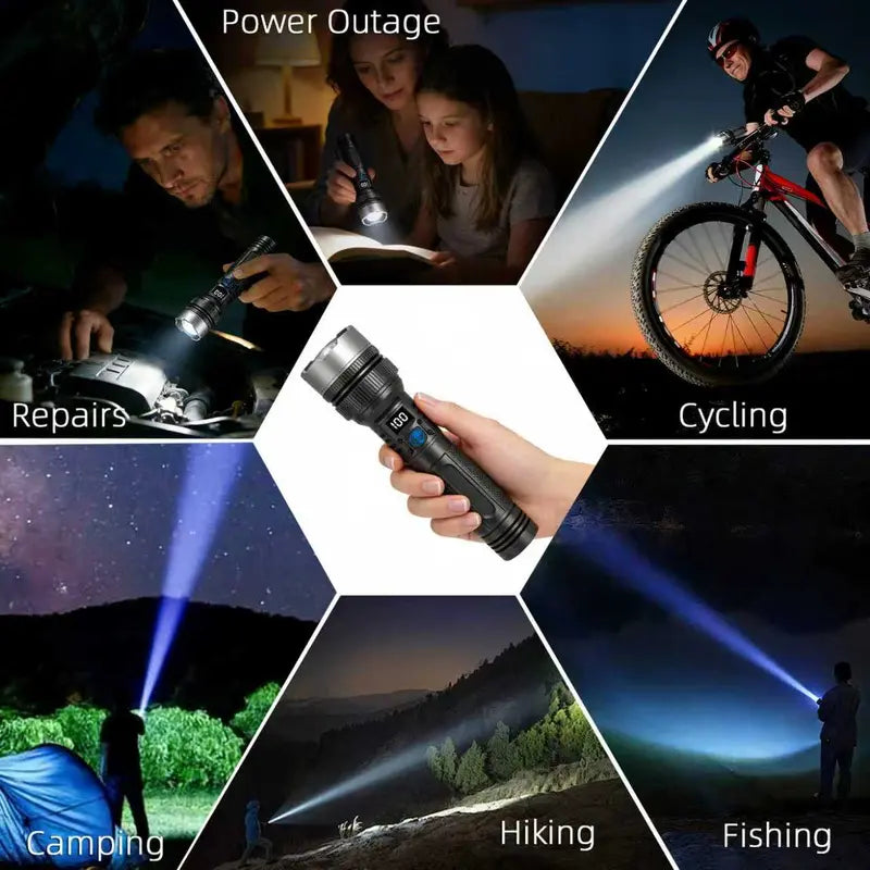 2-in-1 Rechargeable Flashlight - Built-In Power Bank For Emergency Lighting