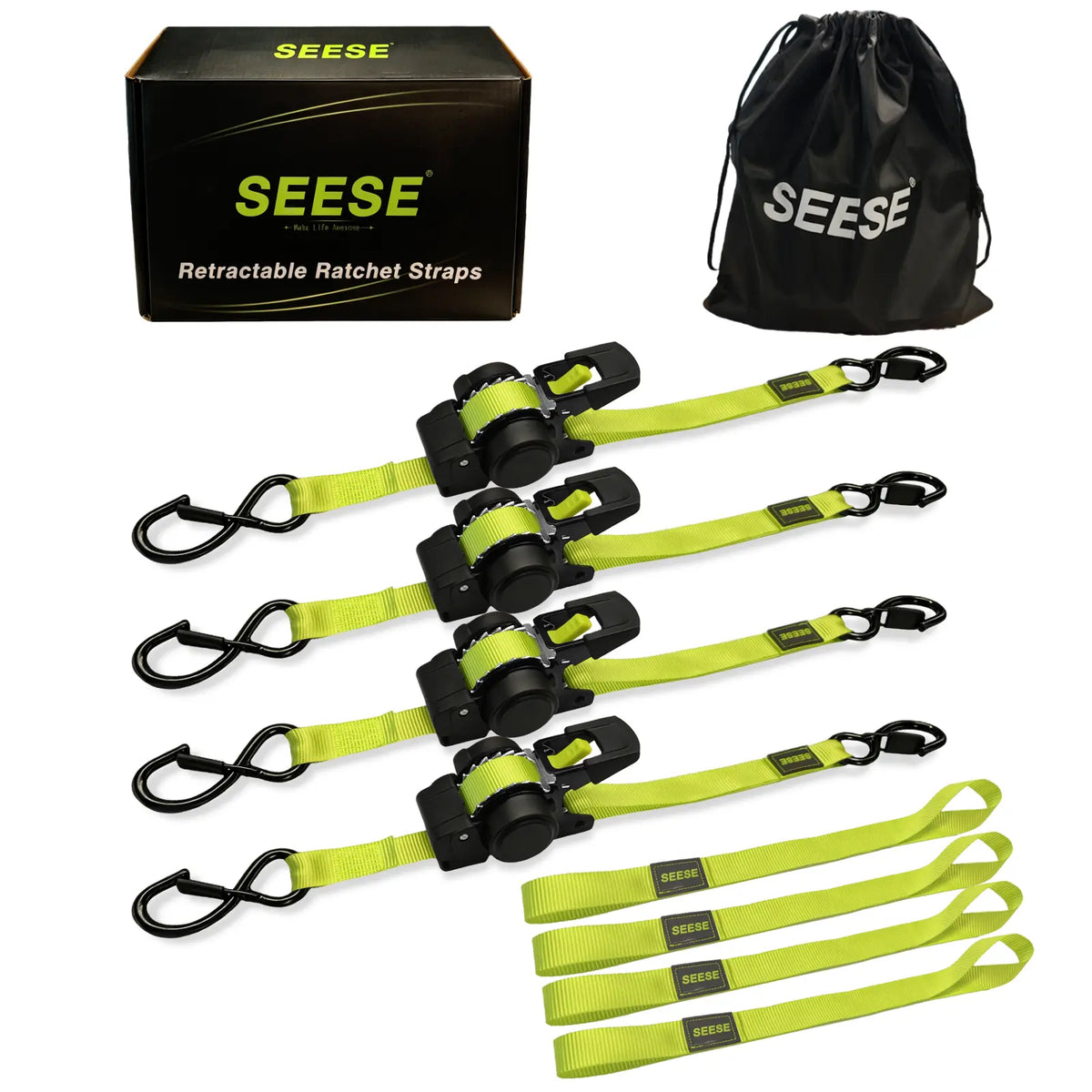 Heavy-Duty Ratchet Tie Down Straps - 1550LB Secure Hold For Safer Cargo Transport