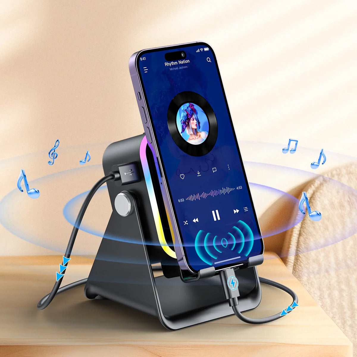 5-in-1 Smart Audio Dock - Wireless Induction Sound Amplification For Hands-Free Entertainment