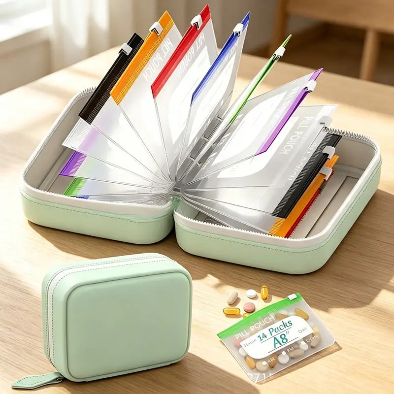 Waterproof Pill Organizer Set - 14-Day Portable Storage System For Easy Daily Organization