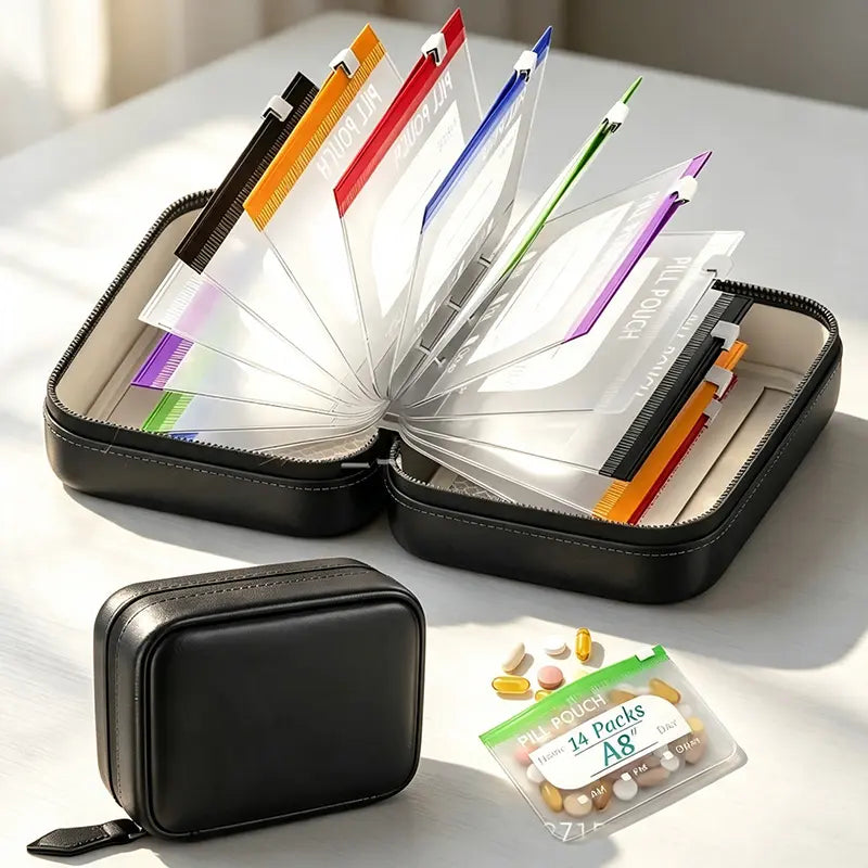 Waterproof Pill Organizer Set - 14-Day Portable Storage System For Easy Daily Organization
