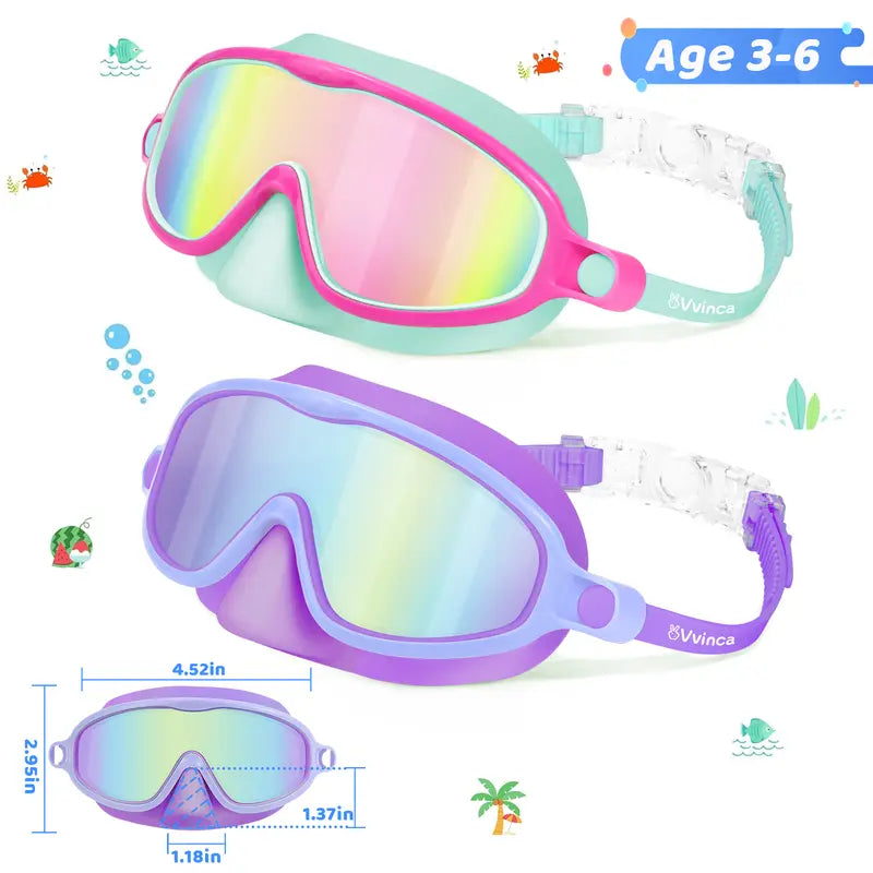 Kids Swim Goggles - Integrated Nose Cover For Worry-Free Swimming