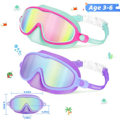 Kids Swim Goggles - Integrated Nose Cover For Worry-Free Swimming