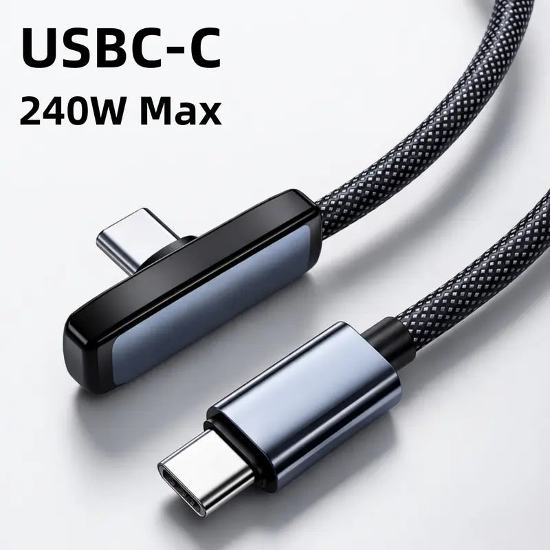45W Right-Angle USB-C Cable - Fast Charging Without Blocking Your Hand