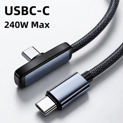 45W Right-Angle USB-C Cable - Fast Charging Without Blocking Your Hand