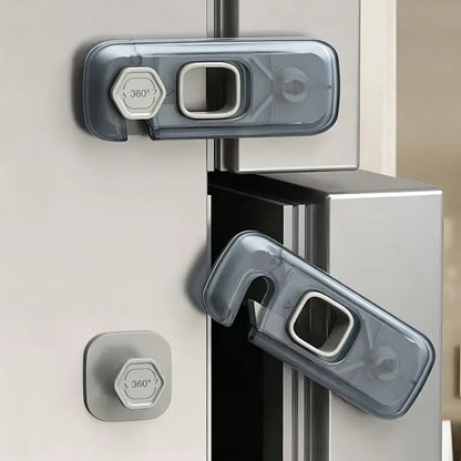 Adhesive Safety Lock - Slide & Rotate Design For Safer Cabinets & Appliances