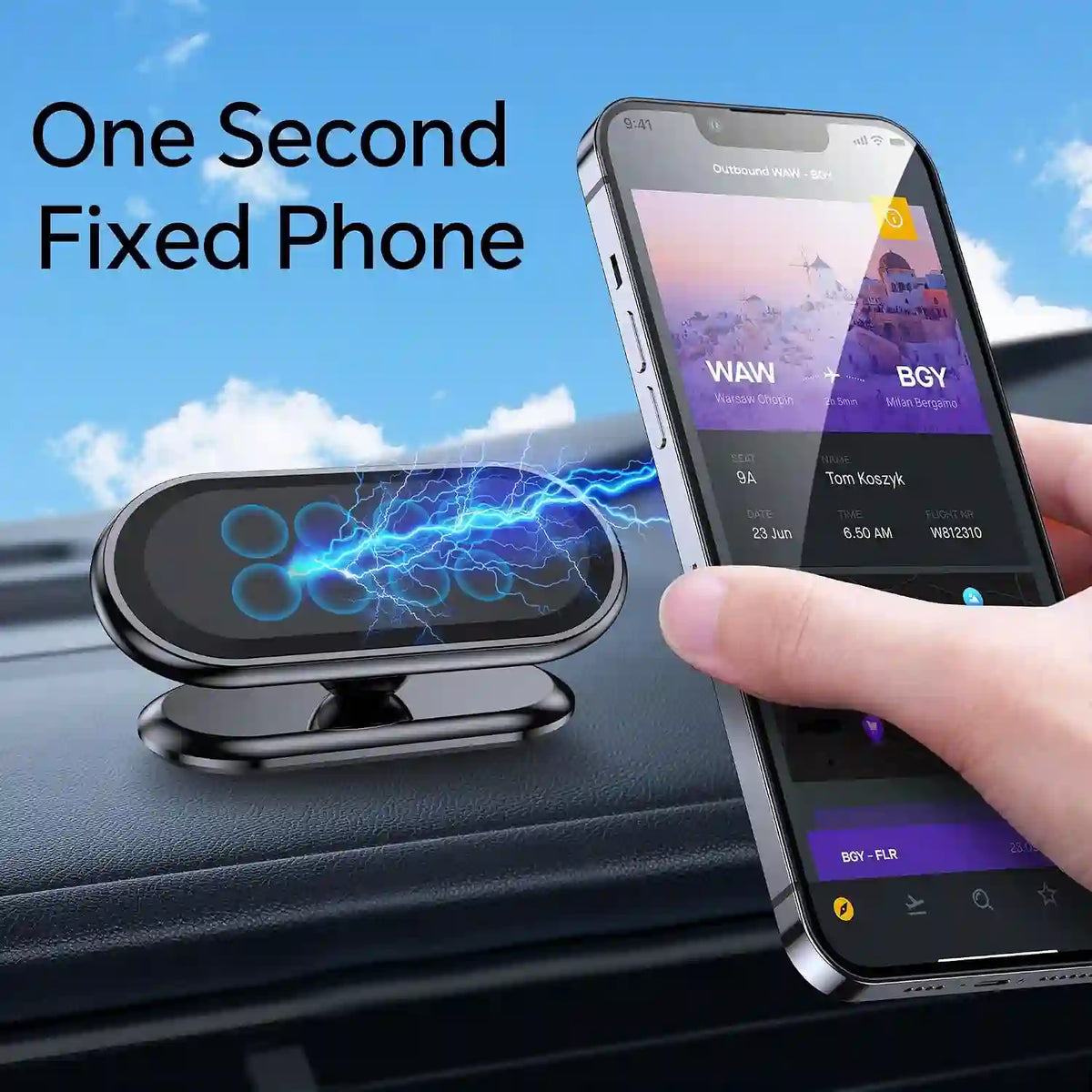 Magnetic Car Phone Holder - One-Touch Magnetic Mount For Hands-Free Navigation