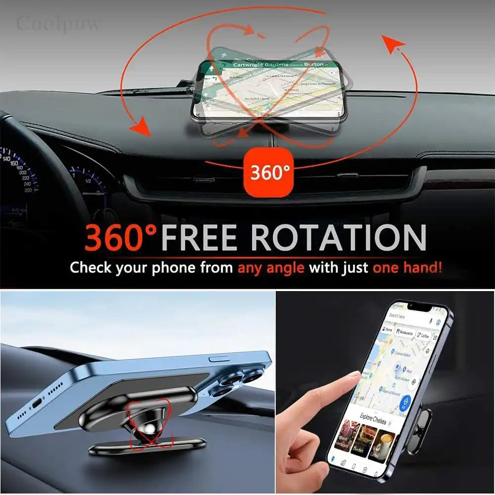 Magnetic Car Phone Holder - One-Touch Magnetic Mount For Hands-Free Navigation