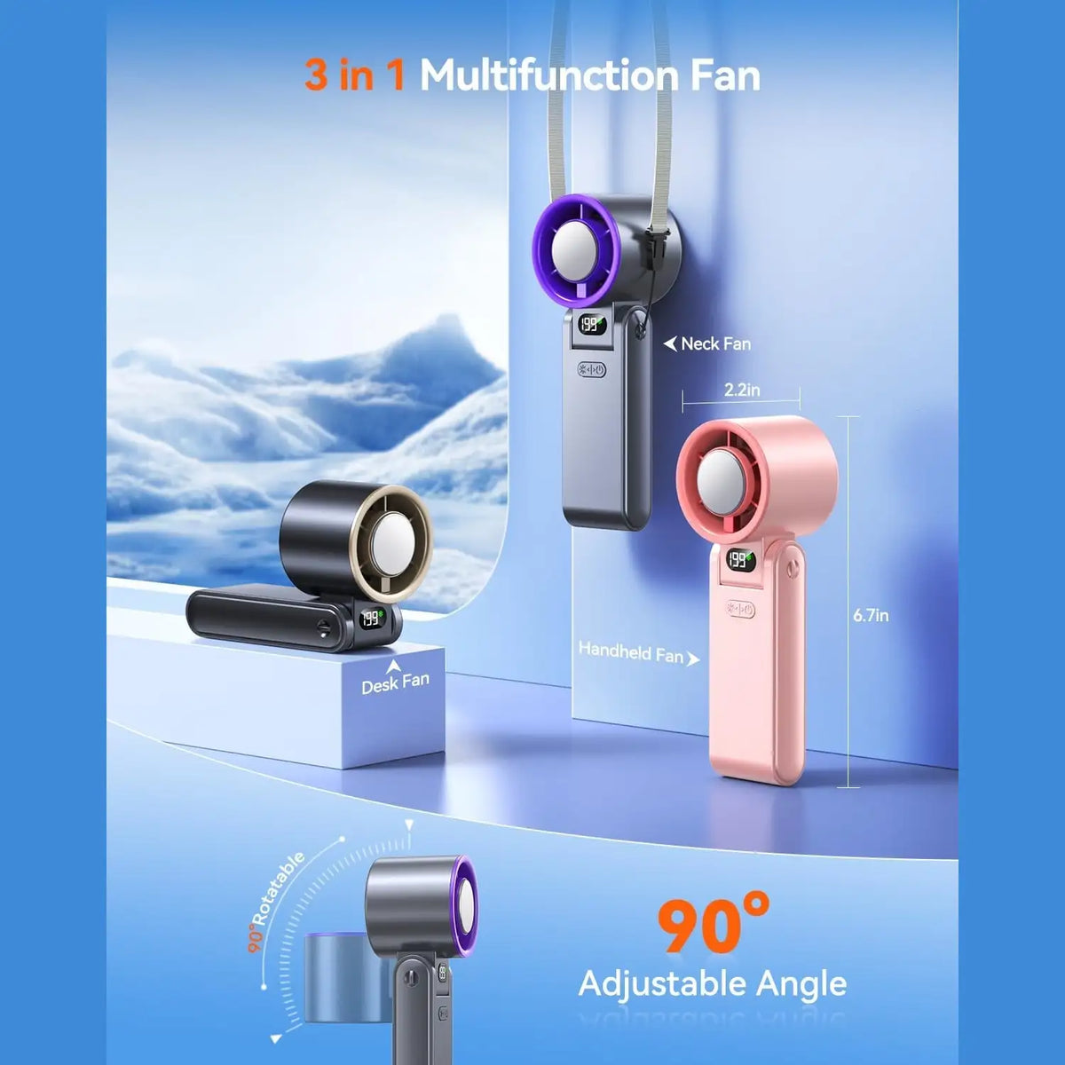 Portable Turbo Fan - 199-Speed Adjustable Airflow For Instant Personal Cooling