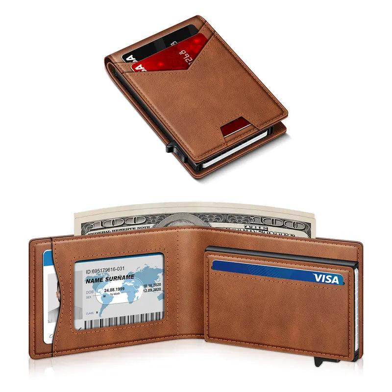 Ultra-Slim Carbon Fiber RFID Pop-Up Smart Wallet
