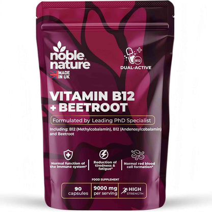 Beetroot & Dual B12 Capsules - Red Blood Cell Formation & Energy Support For Daily Vitality