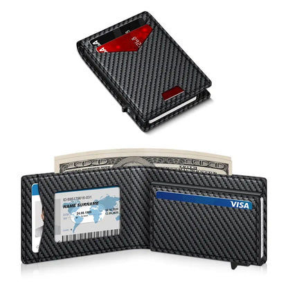 Ultra-Slim Carbon Fiber RFID Pop-Up Smart Wallet