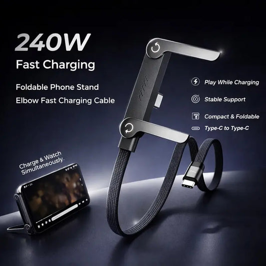 2-in-1 Charging Cable – Built-In Foldable Stand For Hands-Free Charging