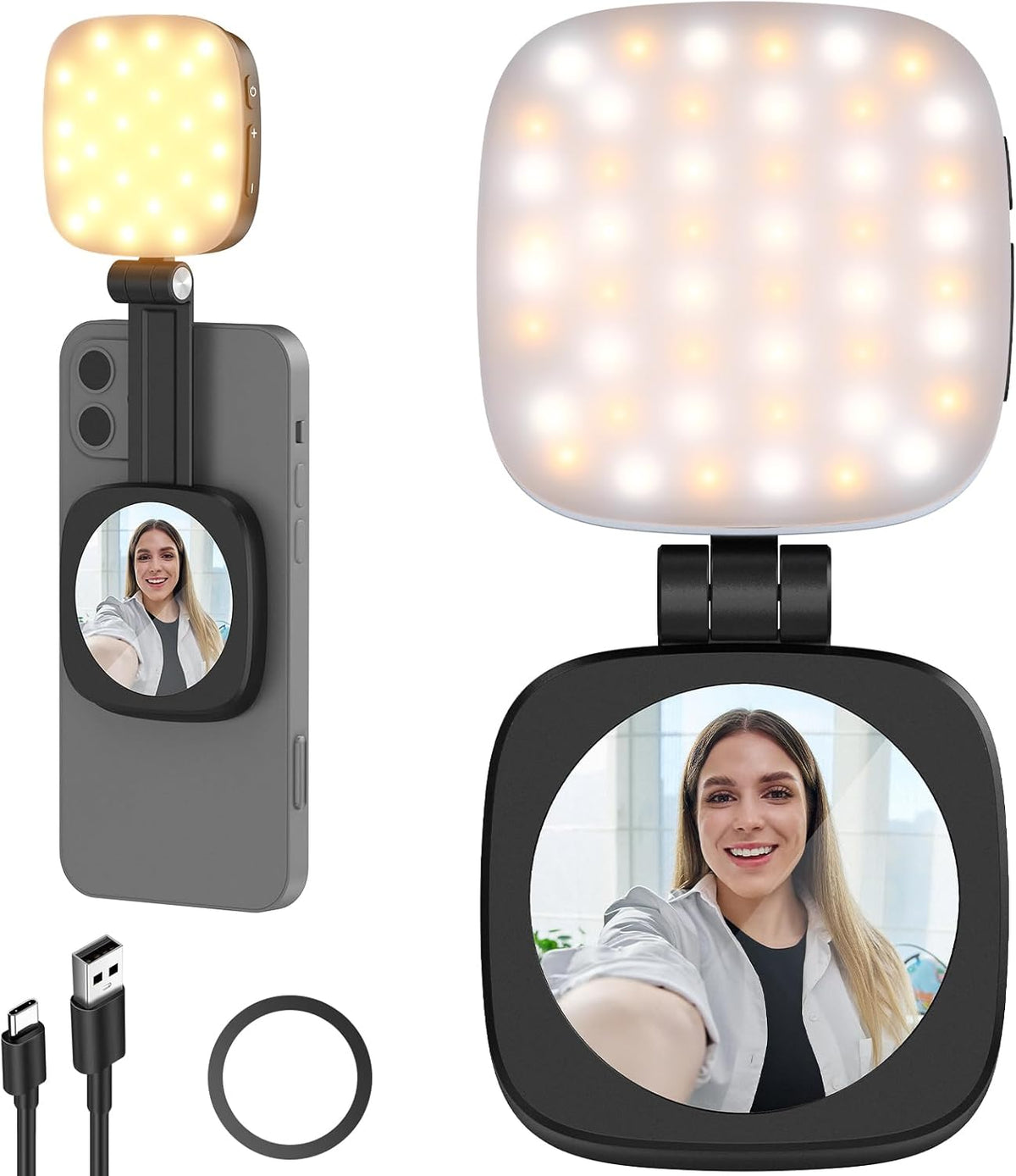 Magnetic Selfie Light - 48 LED Soft Lighting For Better Photos & Videos