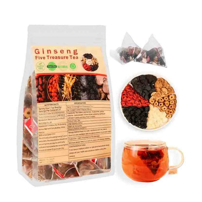 Ginseng Five Treasure Tea - Traditional Herbal Blend For Daily Wellness