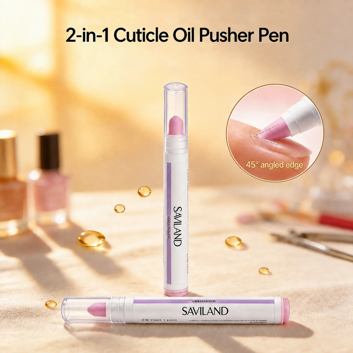 2-in-1 Cuticle Pen - 45° Ceramic Tip For Smooth, Hydrated Cuticles