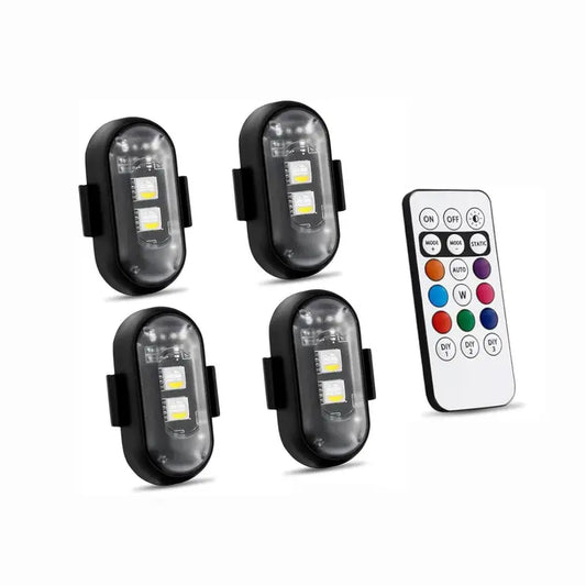 Wireless RGB LED Strobe Lights - Remote Controlled Flashing System For Night Visibility & Vehicle Style