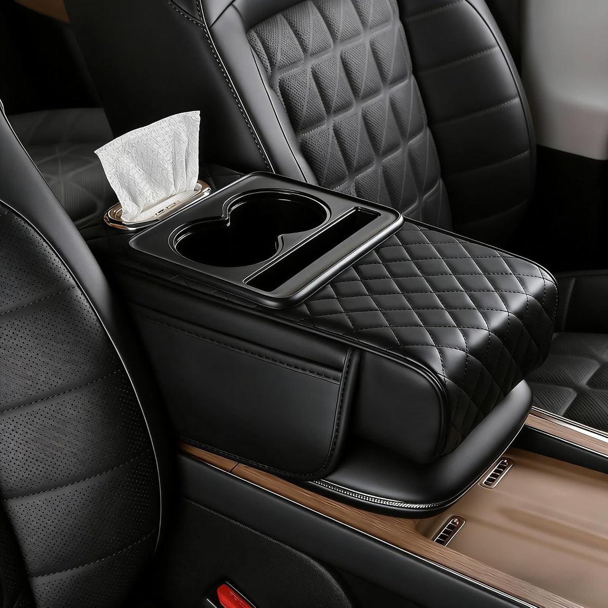 Car Armrest Organizer - 4-in-1 Raised Design For A More Comfortable Drive