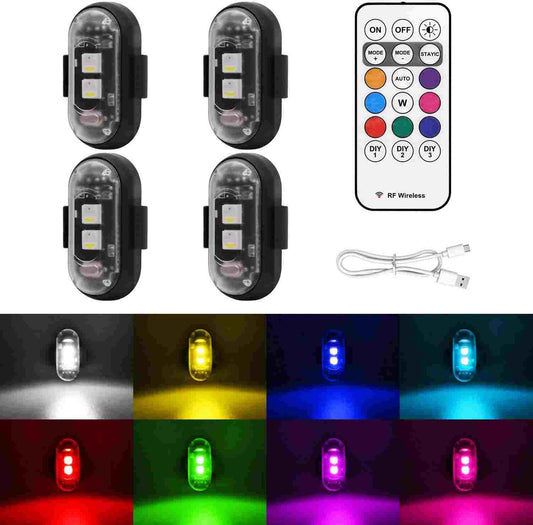 Wireless Remote RGB LED Motorcycle & Aircraft Strobe Warning Lights