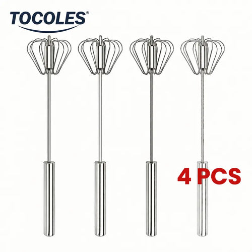 Hand-Push Spinning Whisk - Self-Rotating Stainless Steel Design For Fast Mixing & Easy Cooking