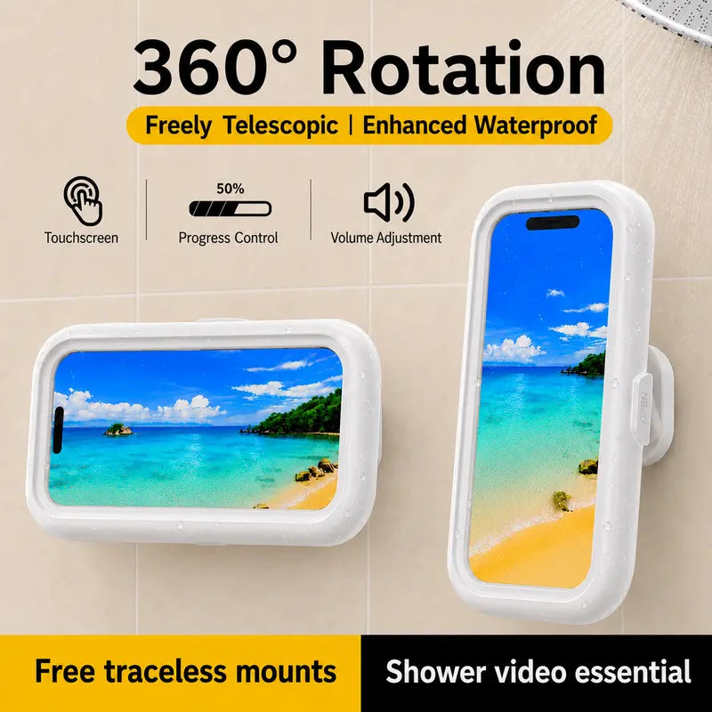 Shower Phone Holder - Waterproof Anti-Fog Touchscreen Case For Hands-Free Entertainment