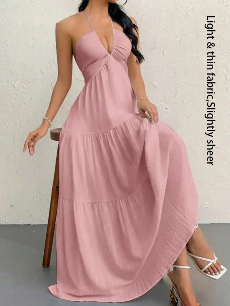 Sleeveless Backless Maxi Dress For Ultimate Beach Holiday Comfort