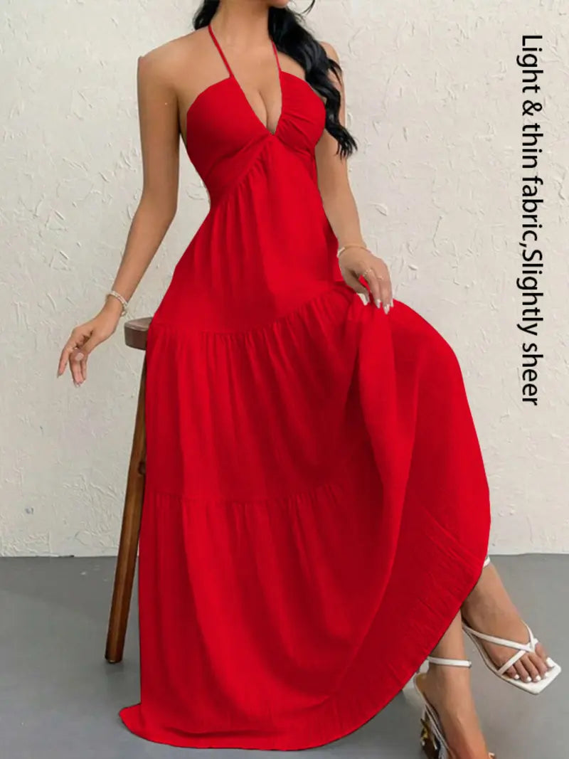 Sleeveless Backless Maxi Dress For Ultimate Beach Holiday Comfort