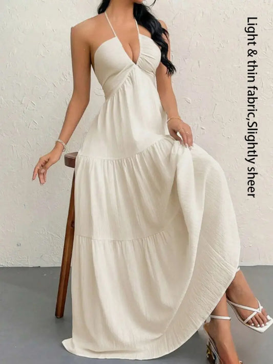Sleeveless Backless Maxi Dress For Ultimate Beach Holiday Comfort