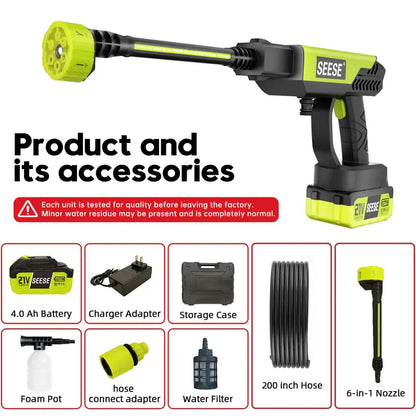 Cordless Pressure Washer - 1000 PSI Portable Power For Effortless Cleaning
