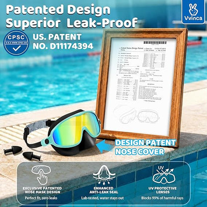 Kids Swim Goggles - Integrated Nose Cover For Worry-Free Swimming