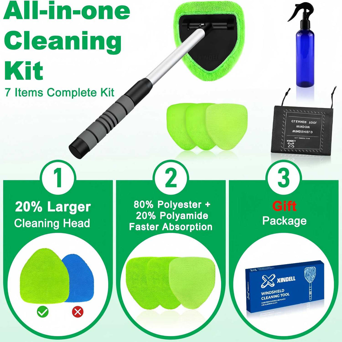 Windshield Cleaning Tool - Extendable Reach for Clearer Glass