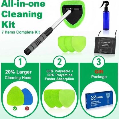 Windshield Cleaning Tool - Extendable Reach for Clearer Glass