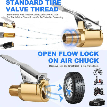 Locking Air Chuck Adapter - Hands-Free Tire Inflation Made Faster