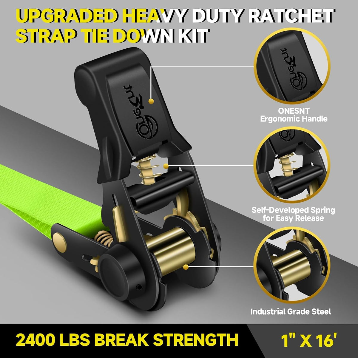 Heavy-Duty Ratchet Tie Down Straps - 1550LB Secure Hold For Safer Cargo Transport