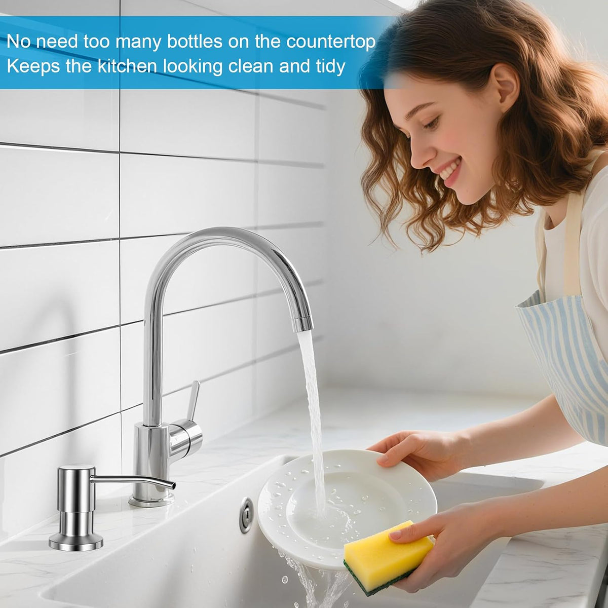 Kitchen Sink Soap Dispenser - 39" Direct-Feed Tube For Fewer Refills