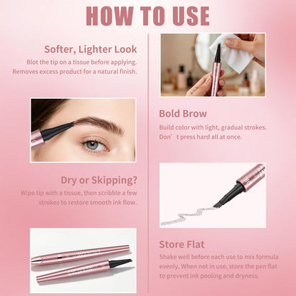 Micro-Fork Eyebrow Pen - Waterproof Hair-Like Strokes For Naturally Fuller Brows
