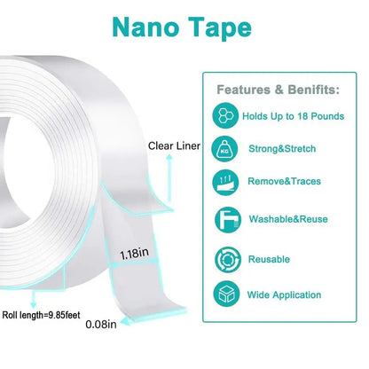Transparent Nano Double-Sided Tape - Heavy-Duty Grip For Damage-Free Mounting