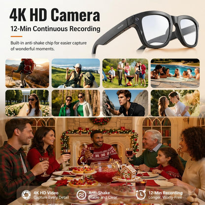 Smart Camera Glasses - Hands-Free POV Recording & AI Translation For Everyday Adventures