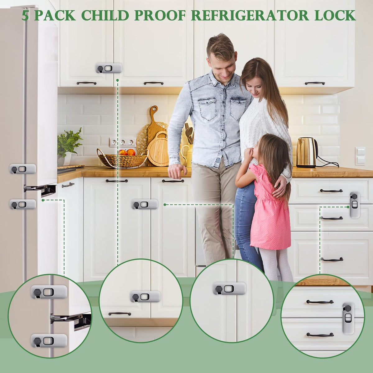 Adhesive Safety Lock - Slide & Rotate Design For Safer Cabinets & Appliances