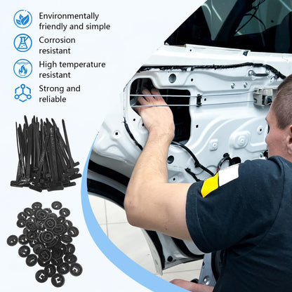 Universal Cable Tie Buckle Set - Self-Locking Fasteners For Quick Car & DIY Repairs