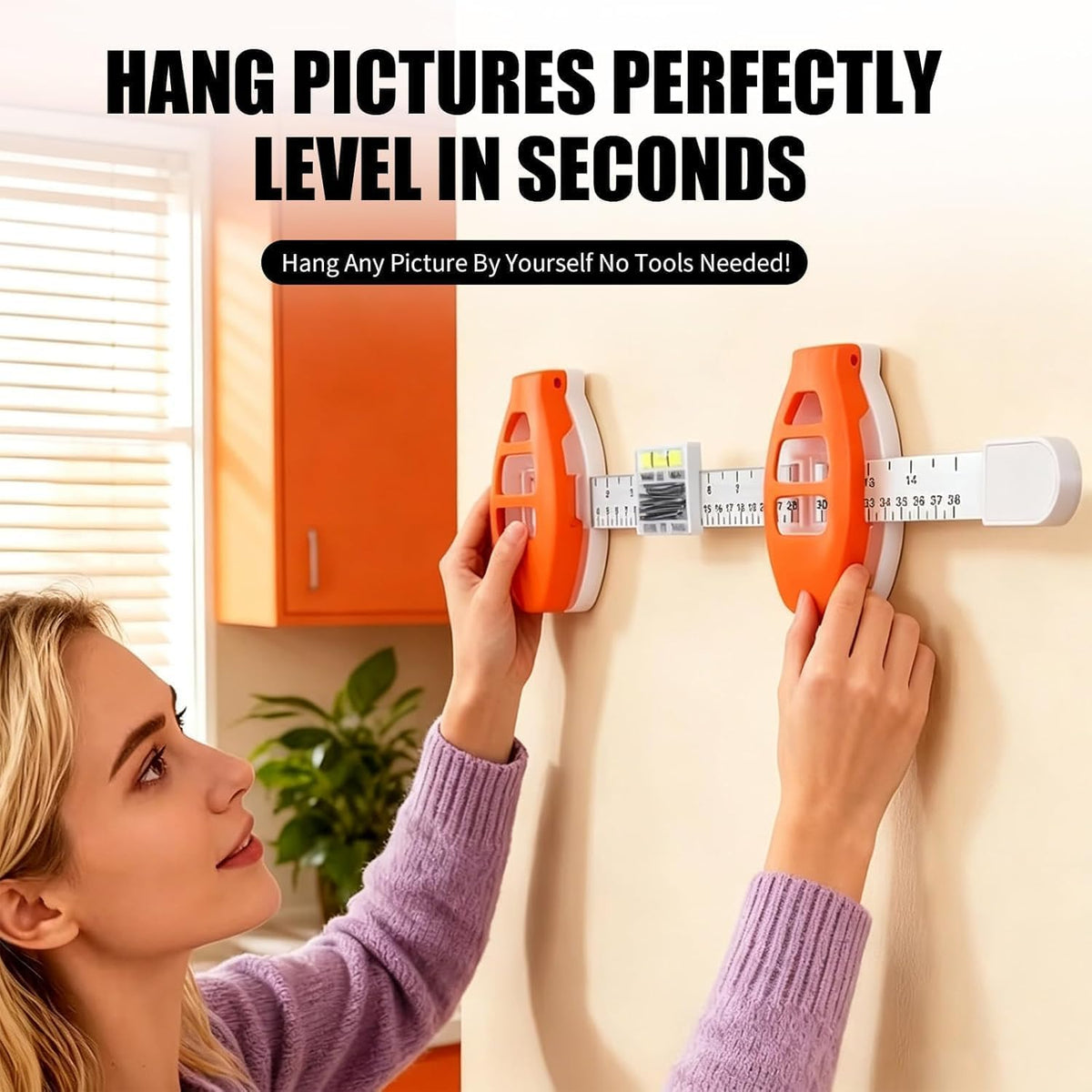 Picture Hanging Tool - Level & Ruler Guide for Perfectly Straight Frames