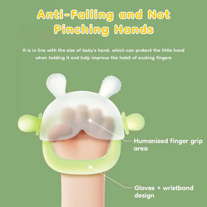 The Teether That Stays On Baby's Hand--A Wearable Silicone Teething Mitten That Soothes Sore Gums While Helping Babies Learn To Grip & Explore