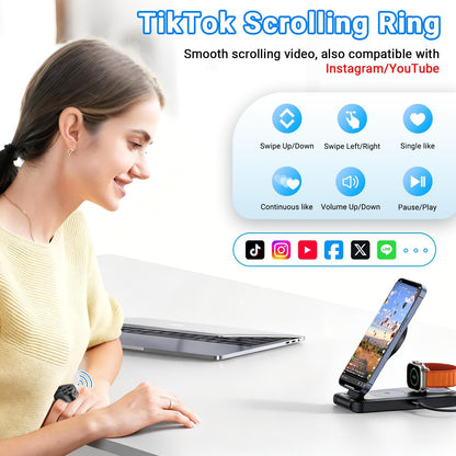 Wireless Scrolling Ring - Hands-Free Control for Videos, Reading & Selfies