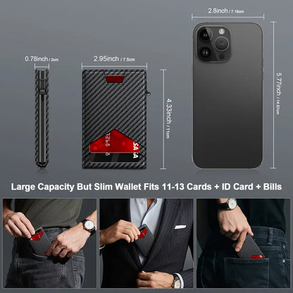 Ultra-Slim Carbon Fiber RFID Pop-Up Smart Wallet