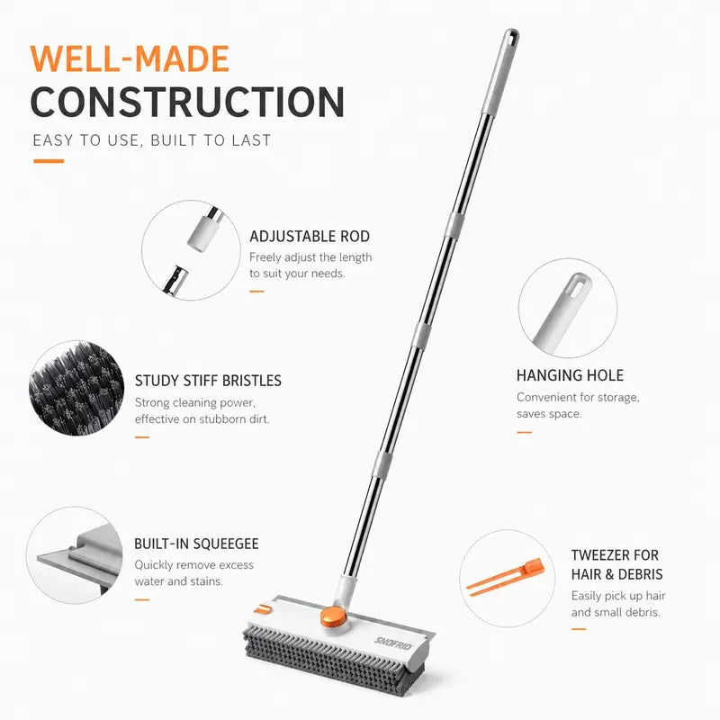 Floor Scrub Brush - 3-in-1 Deep Cleaning For Less Bending