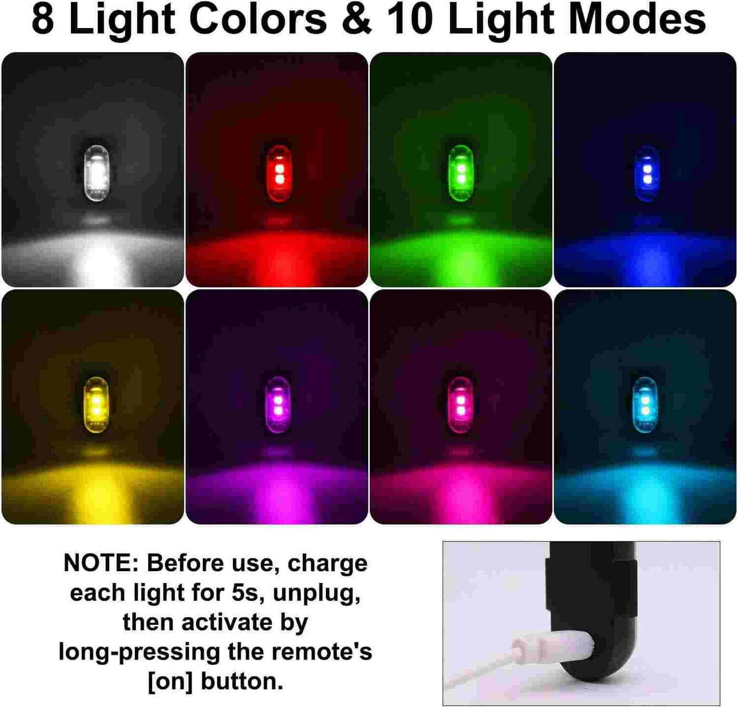 Wireless Remote RGB LED Motorcycle & Aircraft Strobe Warning Lights